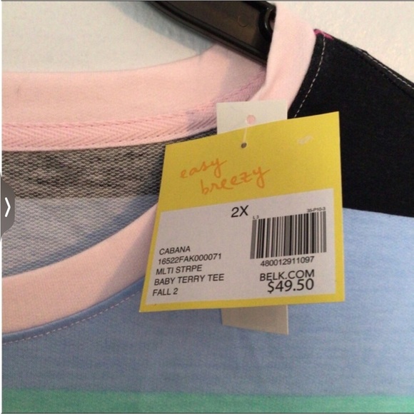 Cabana by Crown & Ivy NWT Woman’s Multicolored Striped Blouse. Size 2X. - Picture 7 of 7